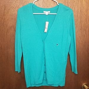 NWT Teal Three-Quarter Sleeve V-Neck Cardigan